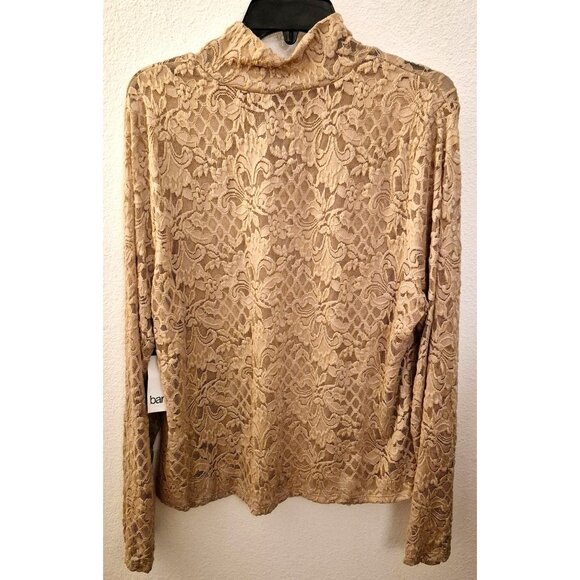 Bar III Tan Sheer Lace Long Sleeve Mock Neck Top Size 3X NWT - Picture 1 of 8